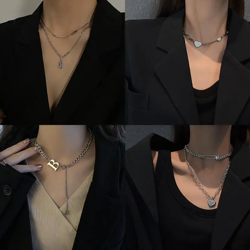 

2022 New Double Layer Necklace For Women Trendy Teens Butterfly Tassel Choker Hollow Clavicle Chain Simple Ladies Jewelry Gift