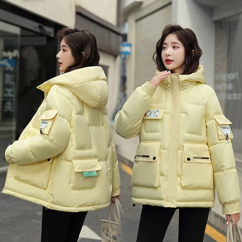 2022 Winter New Women Cotton Coat Warm Thick Down Padded Jacket Fashion Hooded Parkas Coat Women Loose Down Jacket Winter Jacket