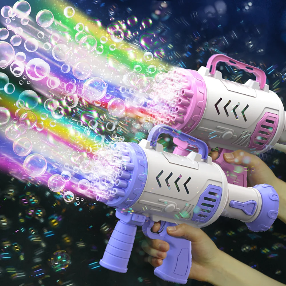 

Rocket Bubble Gun 37 Holes Gatlin Automatic Soap Bubbles Machine Guns Toys For Children Birthday Gifts Outdoor Wedding Party Toy