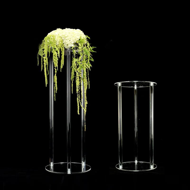 2/5/10 pcs round Acylic Floor Vase Clear Flower Vase Wedding Table Centerpiece Modern Vintage Floral Stand Columns Decoration