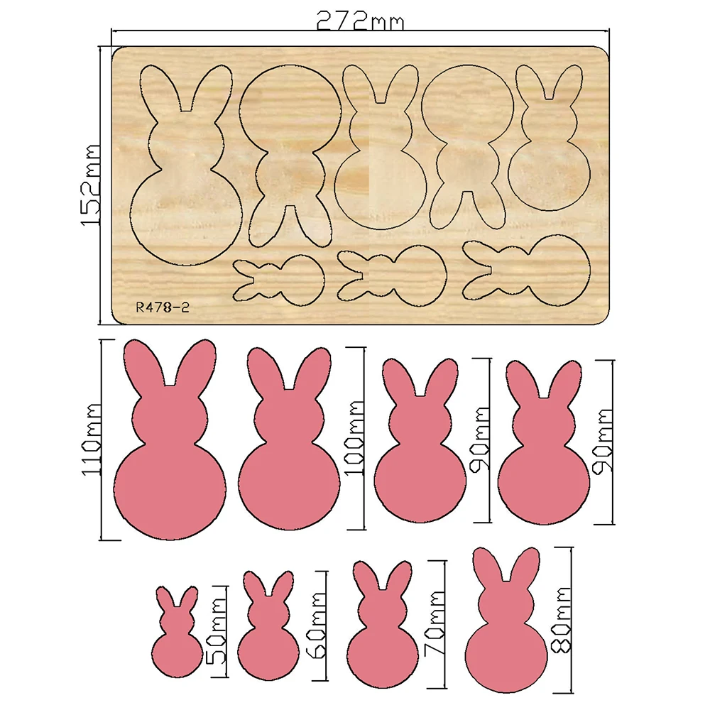 

Easter Bunny 2023 New Wooden Cutting Dies Scrapbooking DIY Suitable For Common Die Cutting Machines On The Market /R478