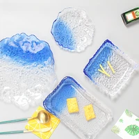 household ins glass tea tray tea cup tray round color jewelry dish water cup tea cup fruit plate ice dew tableware set