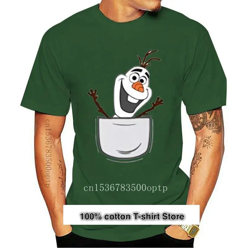 

Camiseta de algodón con cuello redondo para hombre y mujer, ropa de Olaf en bolsillo, venta al por mayor