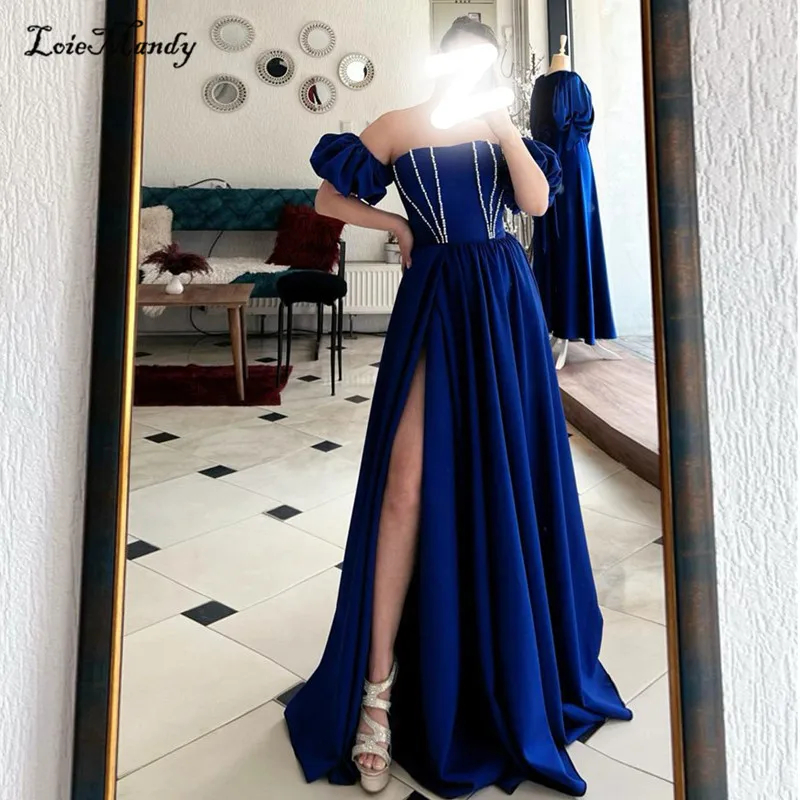 

Classy Off Shoulder Prom Dresses 2023 Sexy High Split Long Evening Dinner Dress For Women Detachable Sleeves Vestidos De Festa
