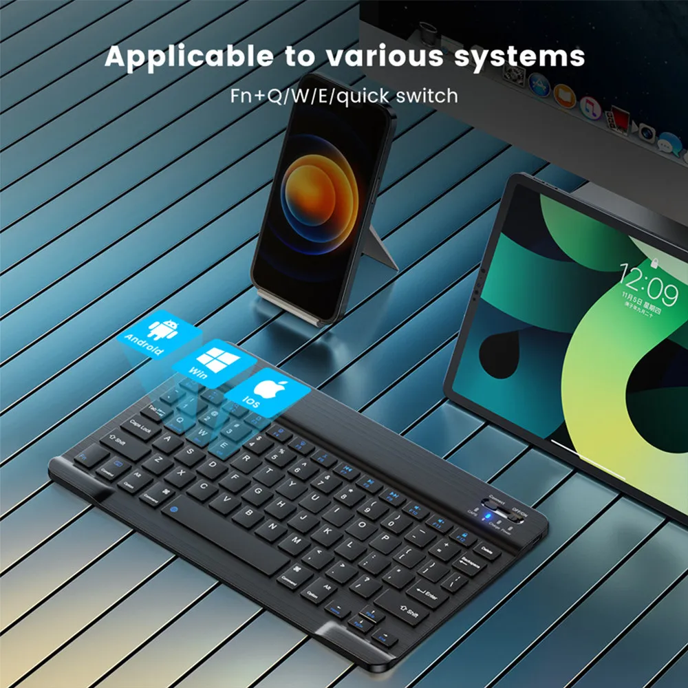 Беспроводная Bluetooth клавиатура мышь для IOS Android Windows планшет для  iPad Air Mini Pro испанская Корейская португальская Русская клавиатура |  AliExpress