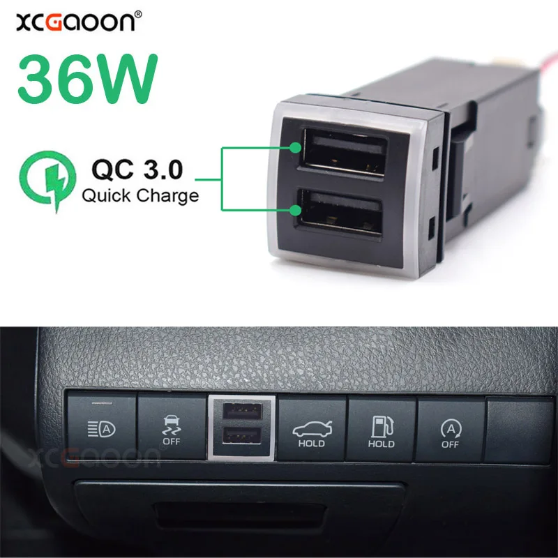 

12V Dual 2 USB Ports QC3.0 Mobile Phone Car Quick Charger for Toyota Land Cruiser Prado 150 Series Rav4 Camry Hiace Corolla