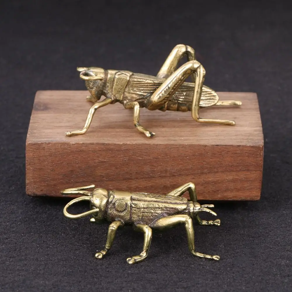 

1Pcs Soild Brass Cricket Figurines Miniatures Desktop Ornaments Retro Cricket Small Statue Home Decoration Crafts Insect Tea Pet