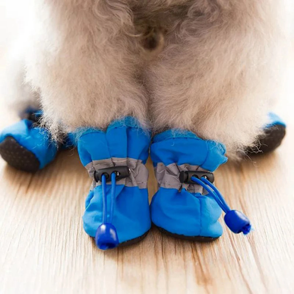 

4pcs Pet Dog Shoes Waterproof Anti-slip Rain Boots Socks for Dogs Cats Foot Cover Pet Product Random Color