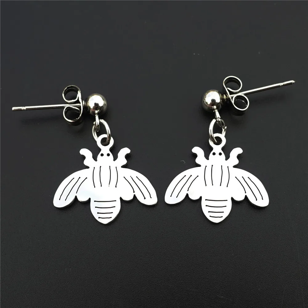 

Stainless Steel Diligent Bees Earrings Fashion Insect Jewelry For Women Girls Wholesale 12 Pairs / Lot