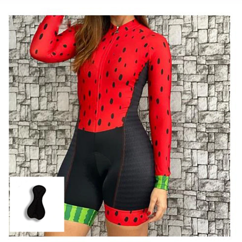 

Women's Long sleeve shorts triathlon maillot,2022 Summer Long Sleeve Female Cyclist Outfit With Gel,Jersey Cycling skin suit