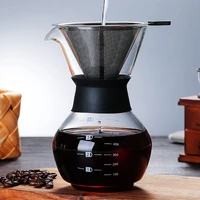 600ml glass coffee kettle with stainless steel filter drip brewing hot brewer coffee pot dripper barista pour over coffee maker