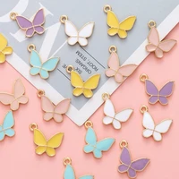 10pcs candy color butterfly enamel charms pendant fit for diy jewelry earring bracelet hair accessories drip oil alloy pendant