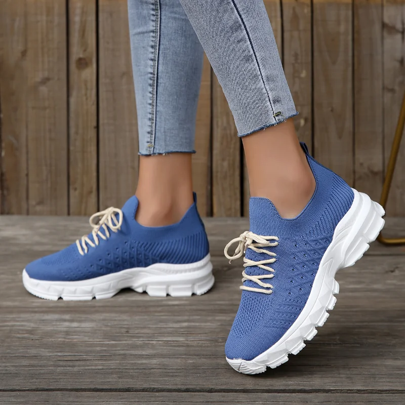 

Women's Shoes 2023 Fashion Lace Up Women's Vulcanize Shoes Summer Round Head Ladies Casual Sneakers New Solid Mesh Sneakers