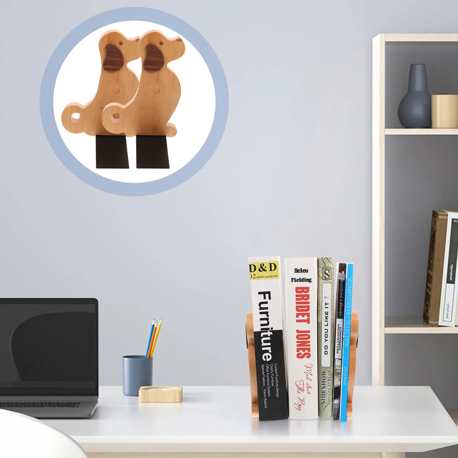 

Bookend Book Office End Decorative Desktopbaffle Documents Stand Holder Wood