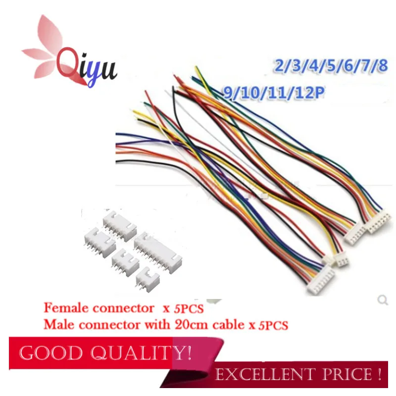 

5Sets JST XH2.54 XH 2.54mm Wire Cable Connector 2/3/4/5/6/7/8/9/10 Pin Pitch Male Female Plug Socket 20cm Wire Length 26AWG