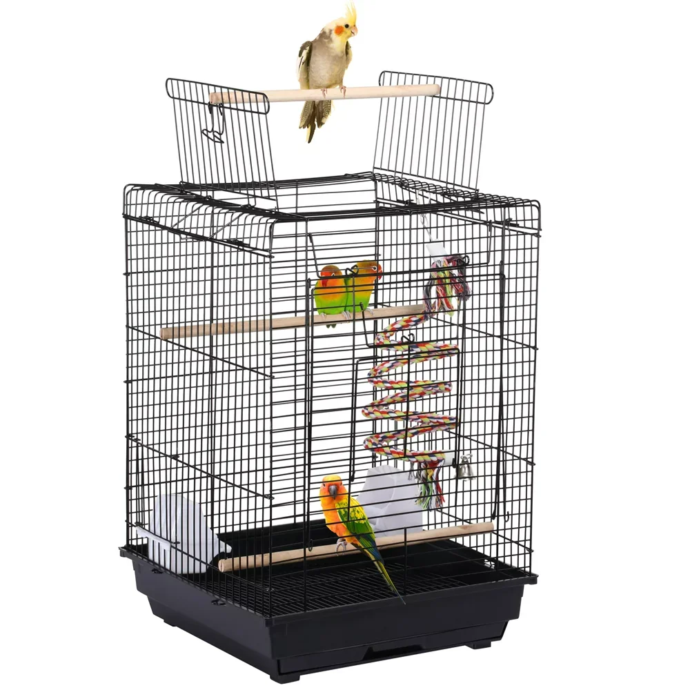 

Portable Bird Cage Open Top Small Parrot Bird Cage for Canary Parakeet Cockatiel Budgie, Black Bird Cages & Nests
