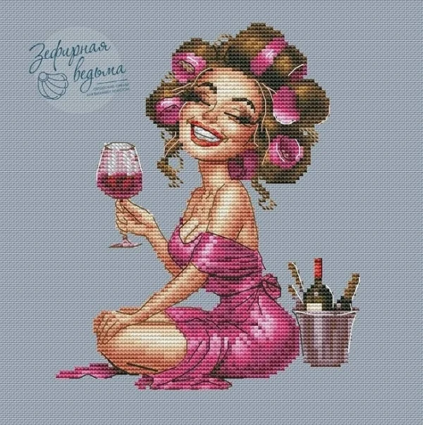 Набор для вышивки крестом Красное вино Girl 25-28 28ct 32ct 14ct Металлическая ткань