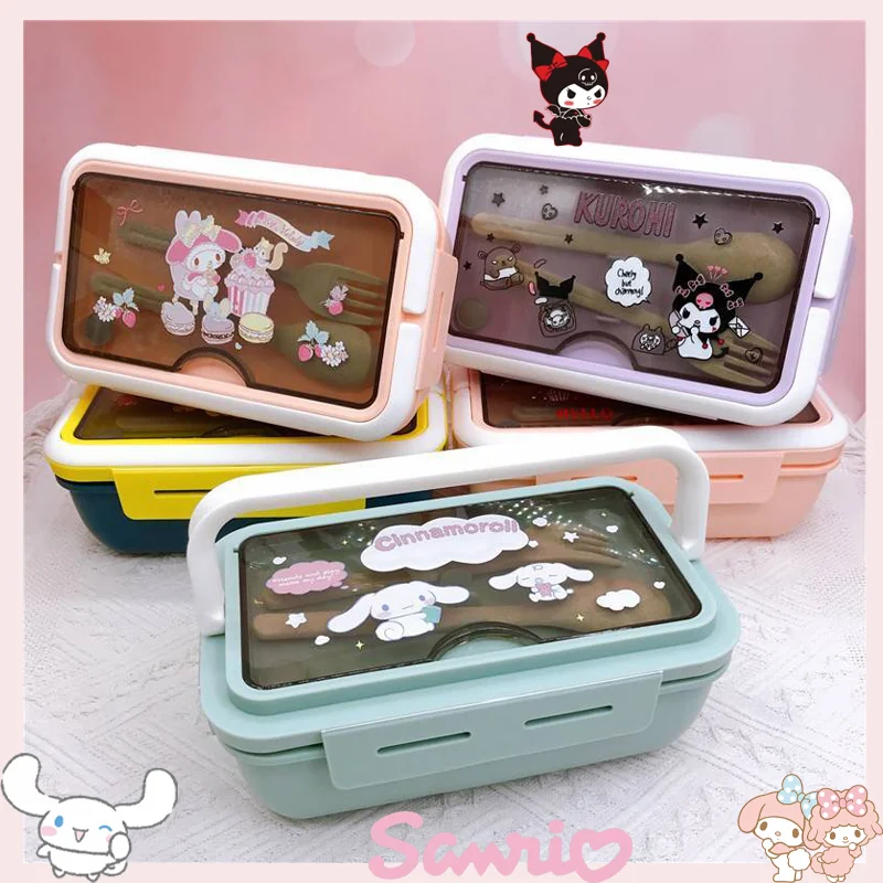 

Sanrio Hello Kitty Portable Lunch Box My Melody Kuromi Cinnamoroll Compartment Heated Microwave Bento Box Picnic Tableware Box