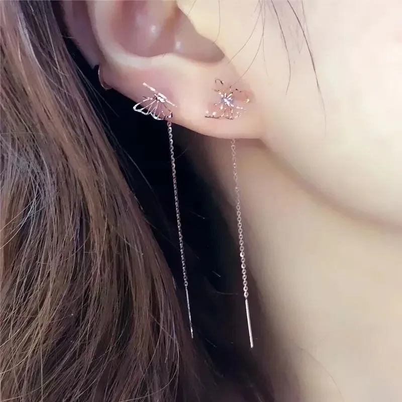 

Korean Fashion Charming Butterfly Ear Line Tassel Modern Women's Earrings Simple Light Luxury Jewelry Accessories 2022 New Trend