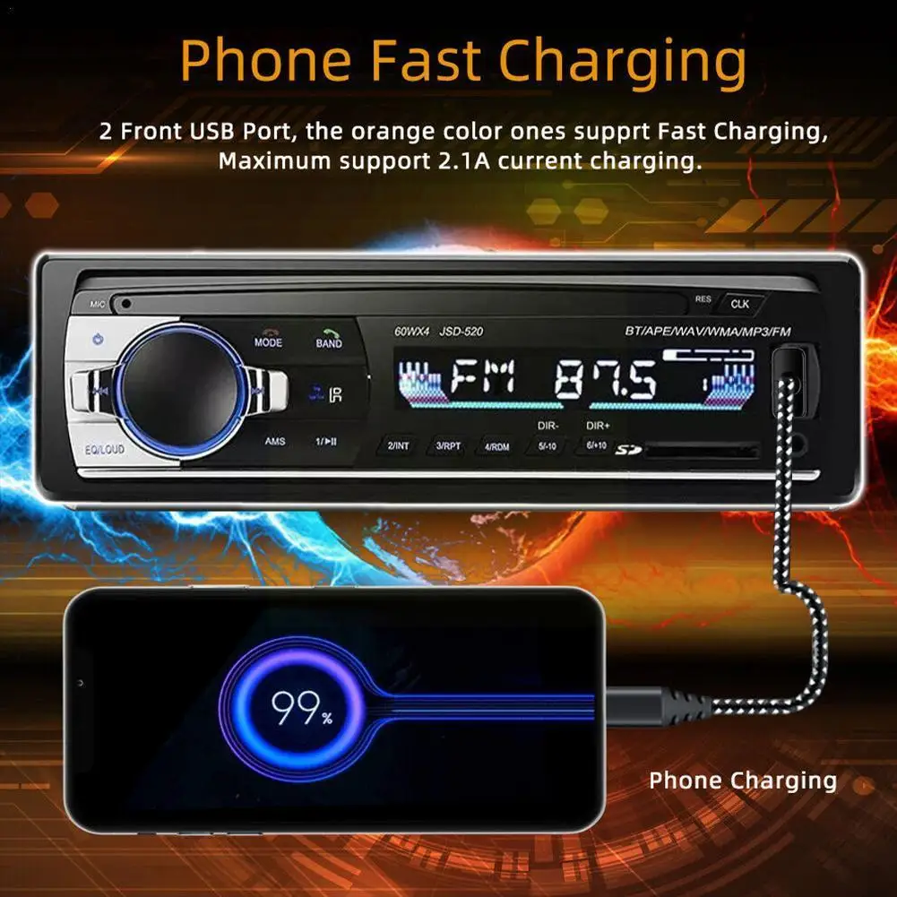 

12V Autoradio Stereo Car Radio 1 Din Bluetooth Fm Aux Audio Car Truck SD Wma Mp3 Usb Mmc Receiver Input Handsfree J6D2