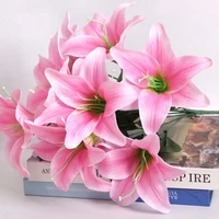 10 heads silk flower artificial lily flowers european multicolor fake bridal flowers bouquet wedding home party decoration
