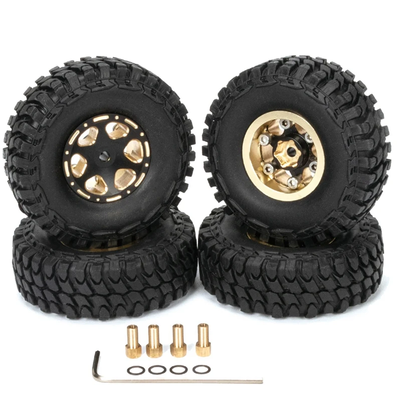 

1.0 Brass Wheel Rim Tires All Terrain Accessories Parts Kits For 1/18 1/24 RC Crawler Axial SCX24 FMS FCX24 Enduro24