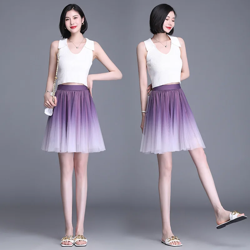 

JORMIDEAR Tulle Skirt For Women 2022 Summer Tutu Girl A-line Mini Purple Knee Length Skirts Simplee Elegant Women's Clothes