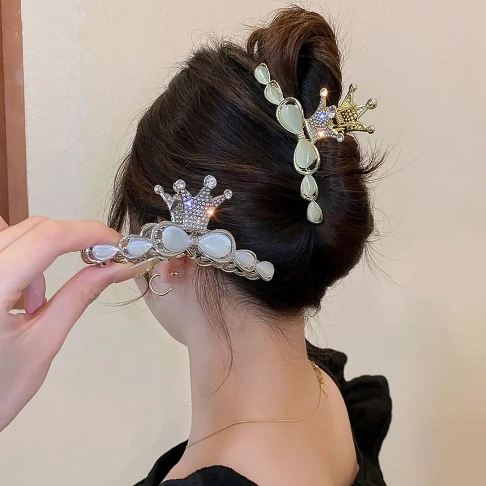 

Fashion Large Crown Opal Hair Claw For Women Clamps Hair Crab Metal Ponytail Hair Clip Claw Accessories Headwear Tiara Hairpin