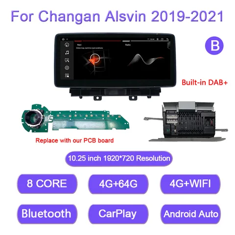 Для Changan Alsvin 2019-2021 Android 12,0 Octa Core 8 + 256G 10,25 дюймов Автомобильный мультимедийный плеер стереоприемник радио