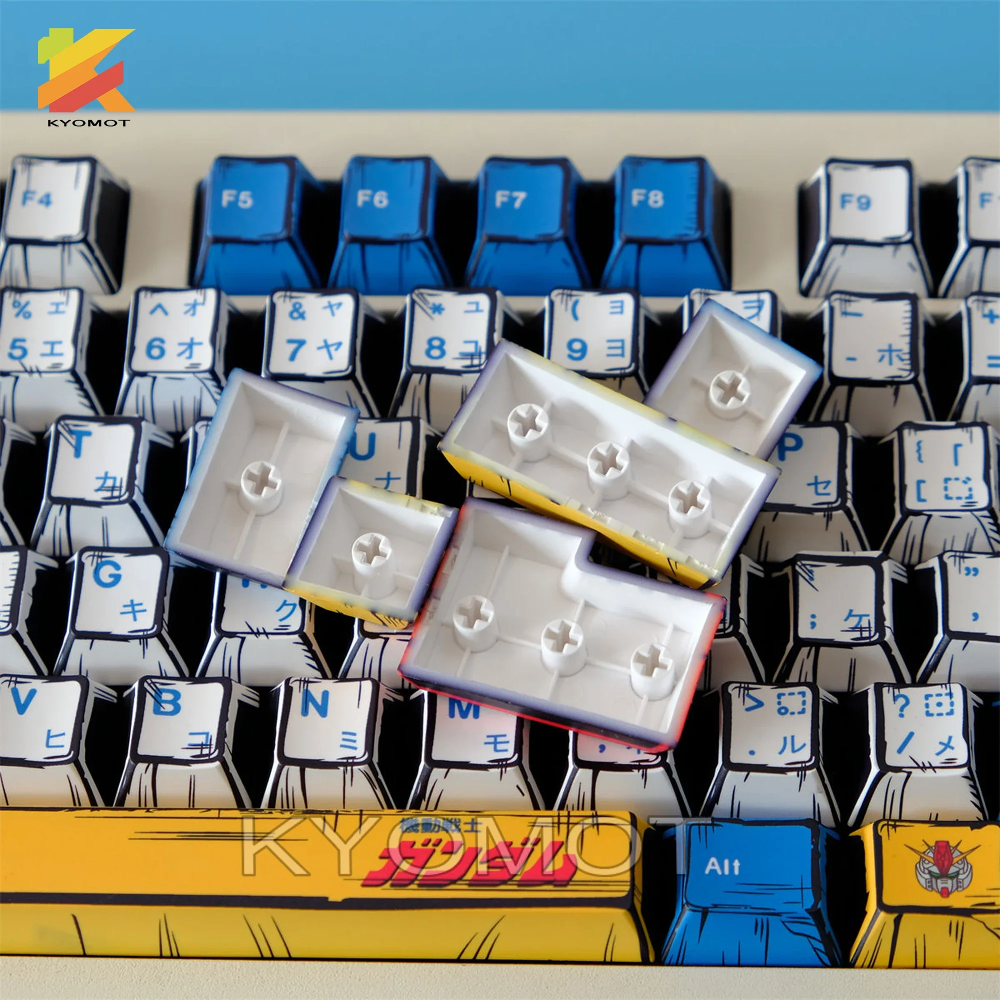 Фото KYOMOT 148 клавиш в стиле комиксов Gundamed Keycap Cherry Profile PBT Dye Sub Anime Game Keycap для DIY MX Switches Механическая клавиатура №2