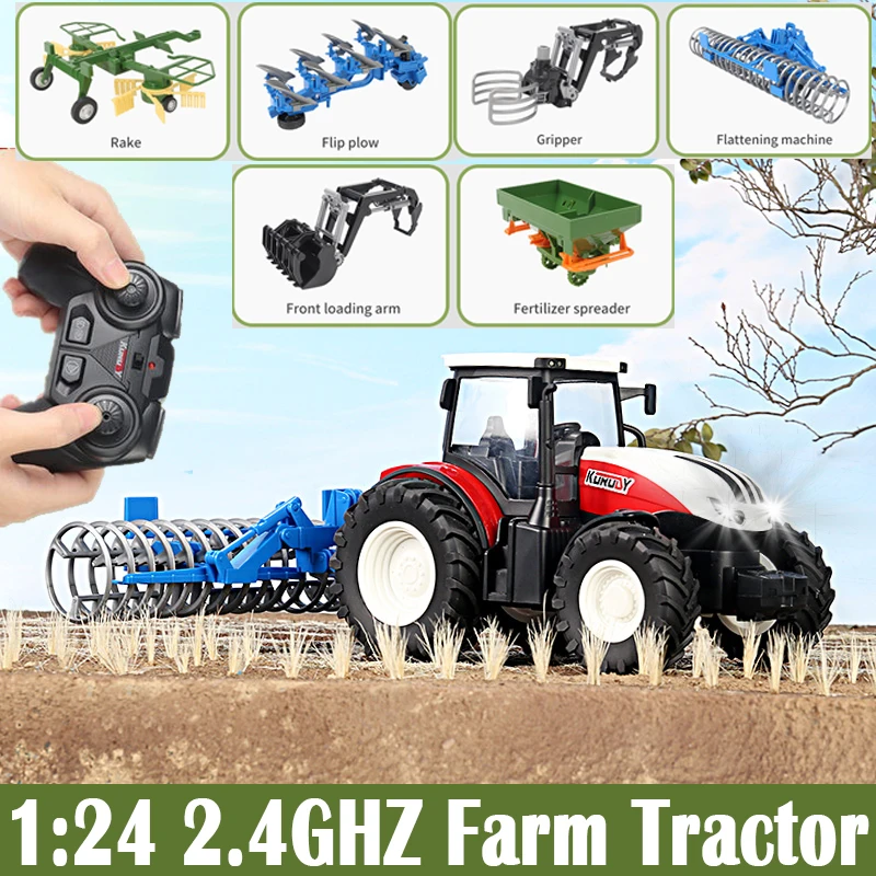 

1/24 RC Farm Tractors Car 2.4G Radio Controlled Cars and Trucks with Light Simulated Engineering Truck Model Toys for Children