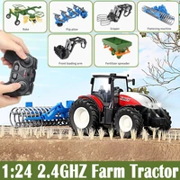 124 rc farm tractors car 2 4g radio controlled cars and trucks with light simulated engineering truck model toys for children