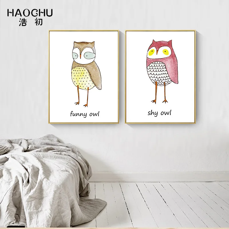 

Modern Multi-Mood Owl Bedroom Wall Art Decoration Poster Canvas Printing for Living Room Painting Home Decor Print Oils