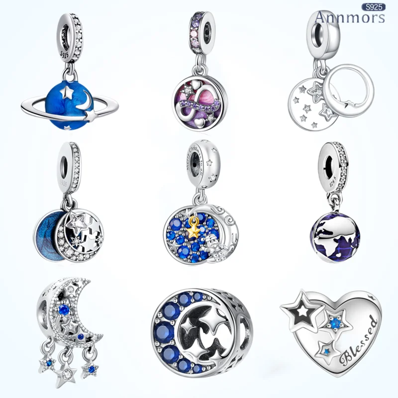 

Посеребренные Подвески Луна Звезда подвеска ювелирные изделия астронавт Подвеска подходит к оригинальному браслету для женщин ювелирные ...