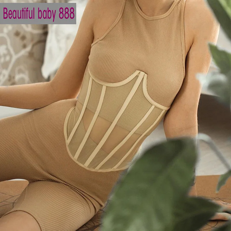 

2021 Women Sexy Bandage Corset Waist See Through Mesh Shapewear Cincher Underbust Female High Street Belt Slim Lady Body Shaper