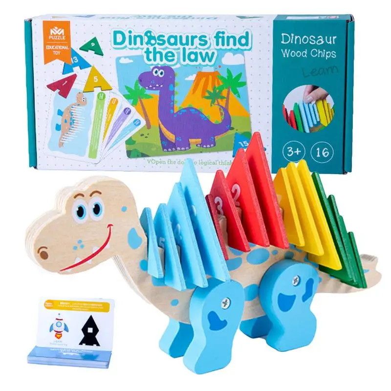 

Cute Stegosaurus Shape Dinosaur Puzzles Shapes/Number/Block/Color Puzzles Colorful Puzzles For Kids Ages 3-5 Dinosaur Toys