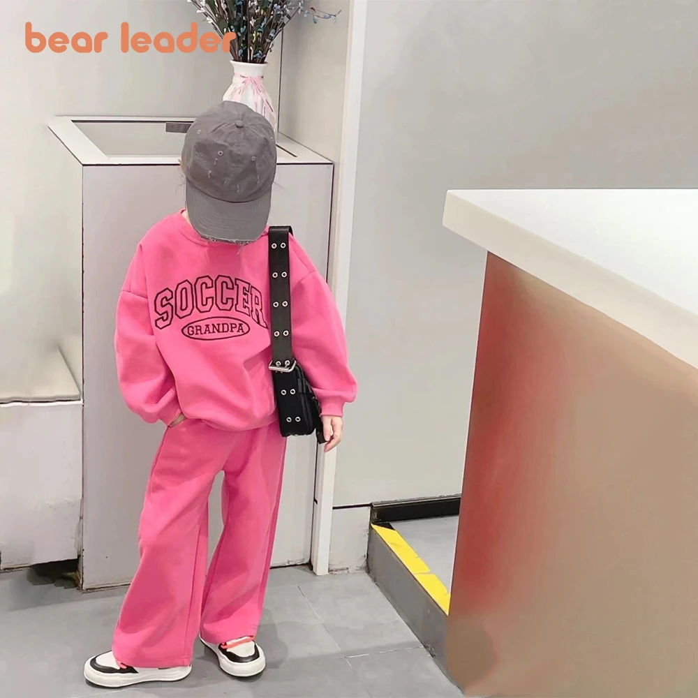 

Bear Leader Children's Set New Autumn Long Sleeve Sports Set Letter Printed Round Neck Top+Pants Two Piece Girls' Fashion Set