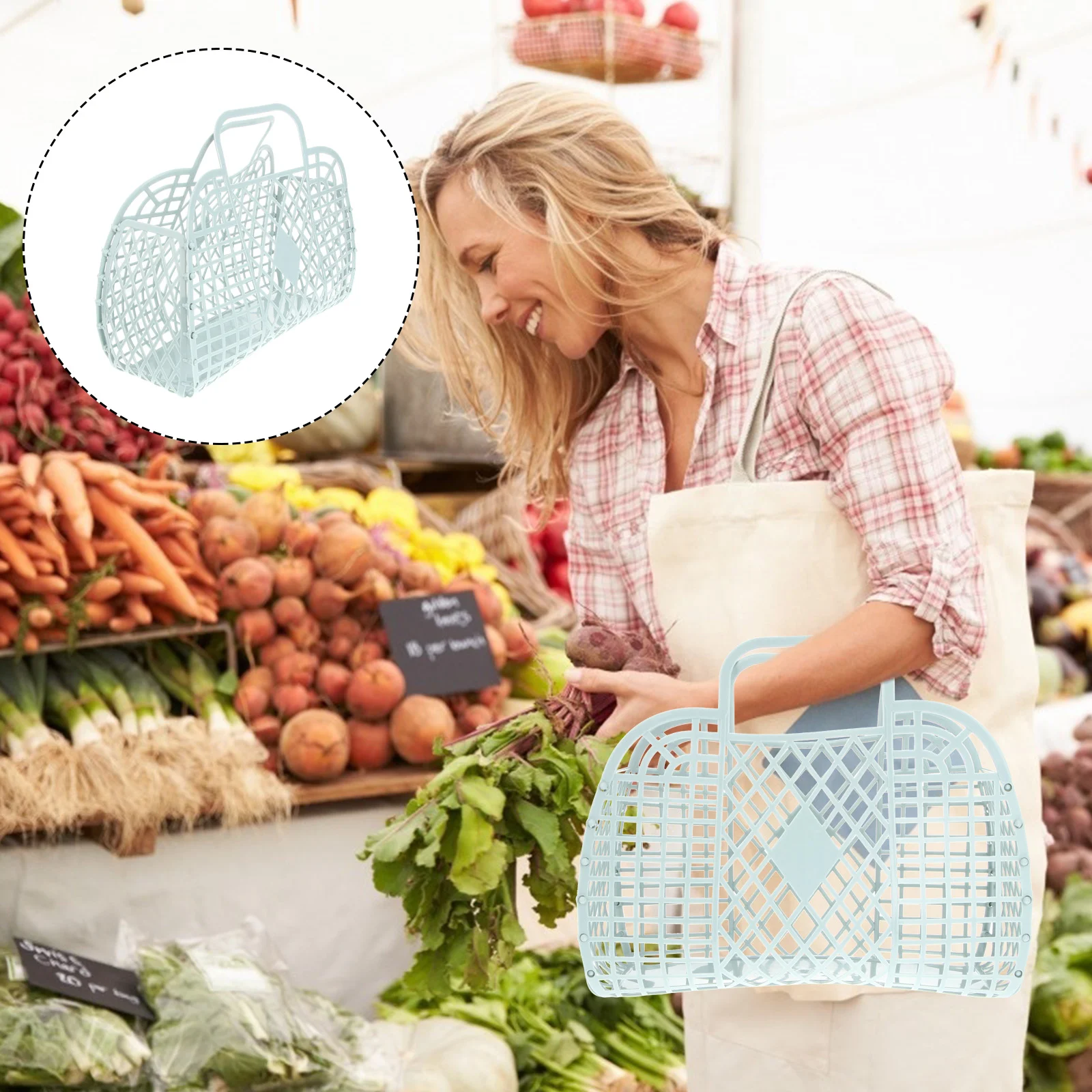 

Large Storage Bins Basket Folding Grocery Basket Kitchen Collapsible Container Jelly Purse Shopping Handbag