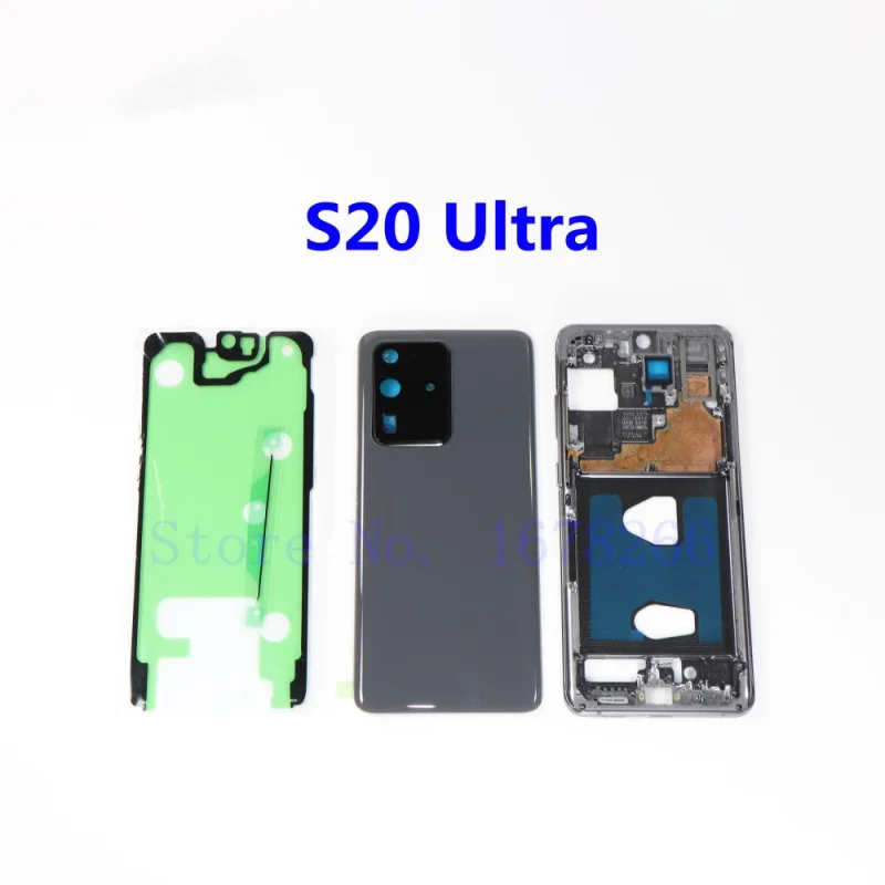 

For SAMSUNG Galaxy S20 Ultra G988 SM-G988F G988B/DS Full Housing Battery Door Back Glass Cover Panel Case S20U Middle Frame