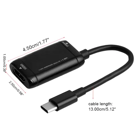 1 шт. черный адаптер USB-C Type-C к HDMI-совместимый адаптер USB 3,1 кабель для MHL Android телефона планшета USB3.1 C к HDMI-совместимый адаптер