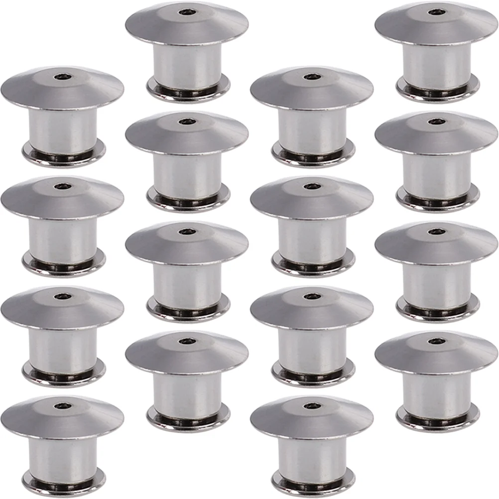 22 Pcs Round Flat Head Card Cap Pin Backs Jewelry Supplies Accessories Locking Clasp Replacement Metal Hats Replaceable Keeper