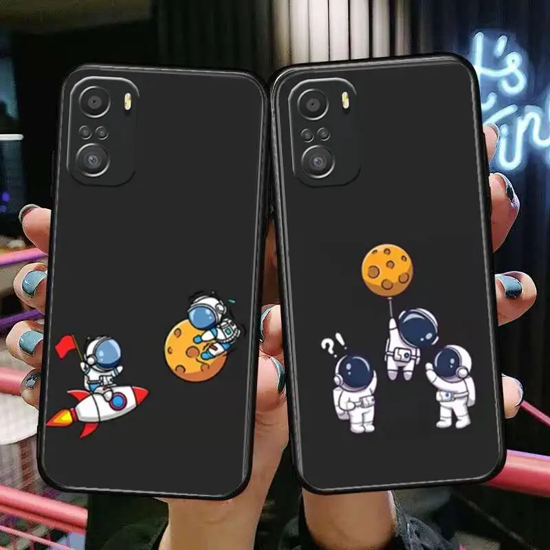 

Space Astronaut Phone Case For xiaomi mi 11 Lite pro Ultra 10s 9 8 MIX 4 FOLD 10T 5g Black Cover Silicone Back Prett