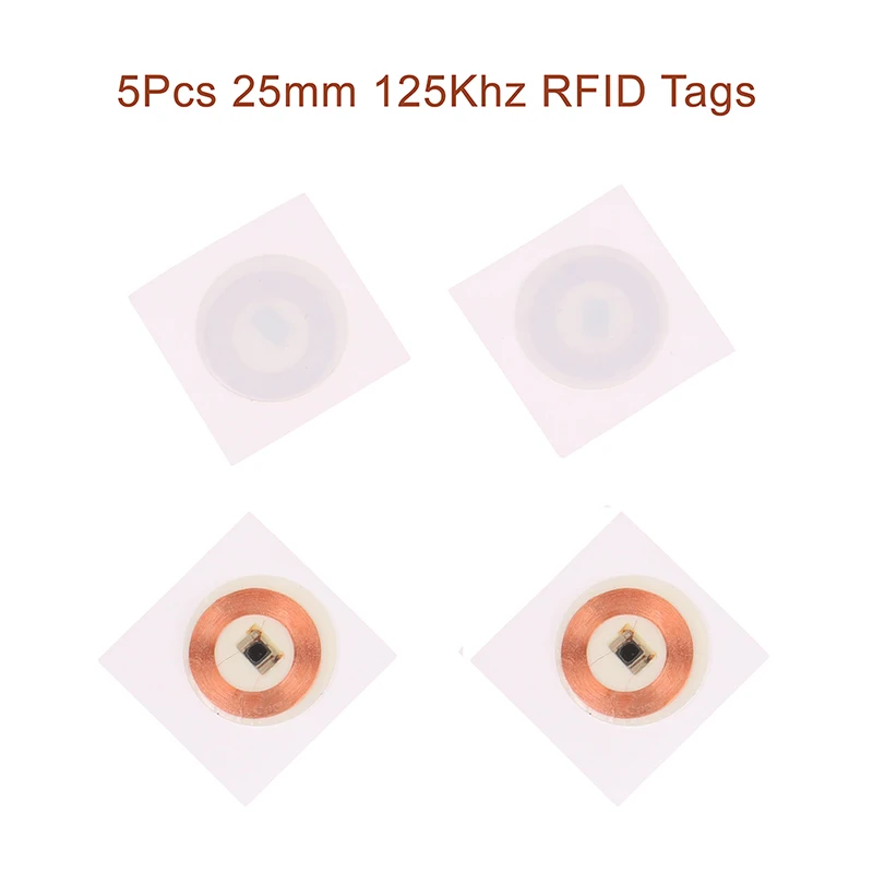 

5PCS 125Khz 25mm RFID Tags TK4100 Writable Stickers Proximity Cards Rewritable Adhesive Label For RFID Copier