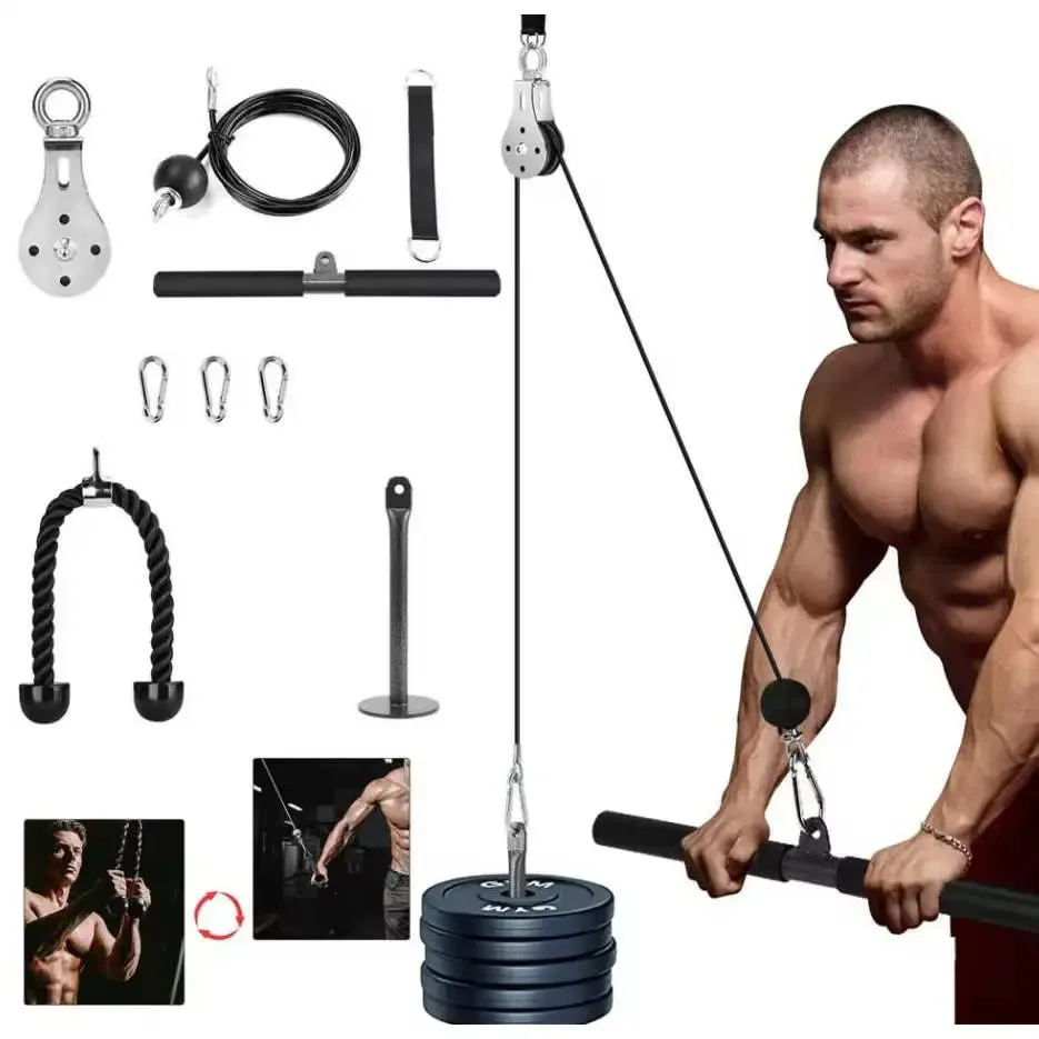 Комплект шкивов для спортзала с аксессуарами — тренировка бицепсов и трицепсов