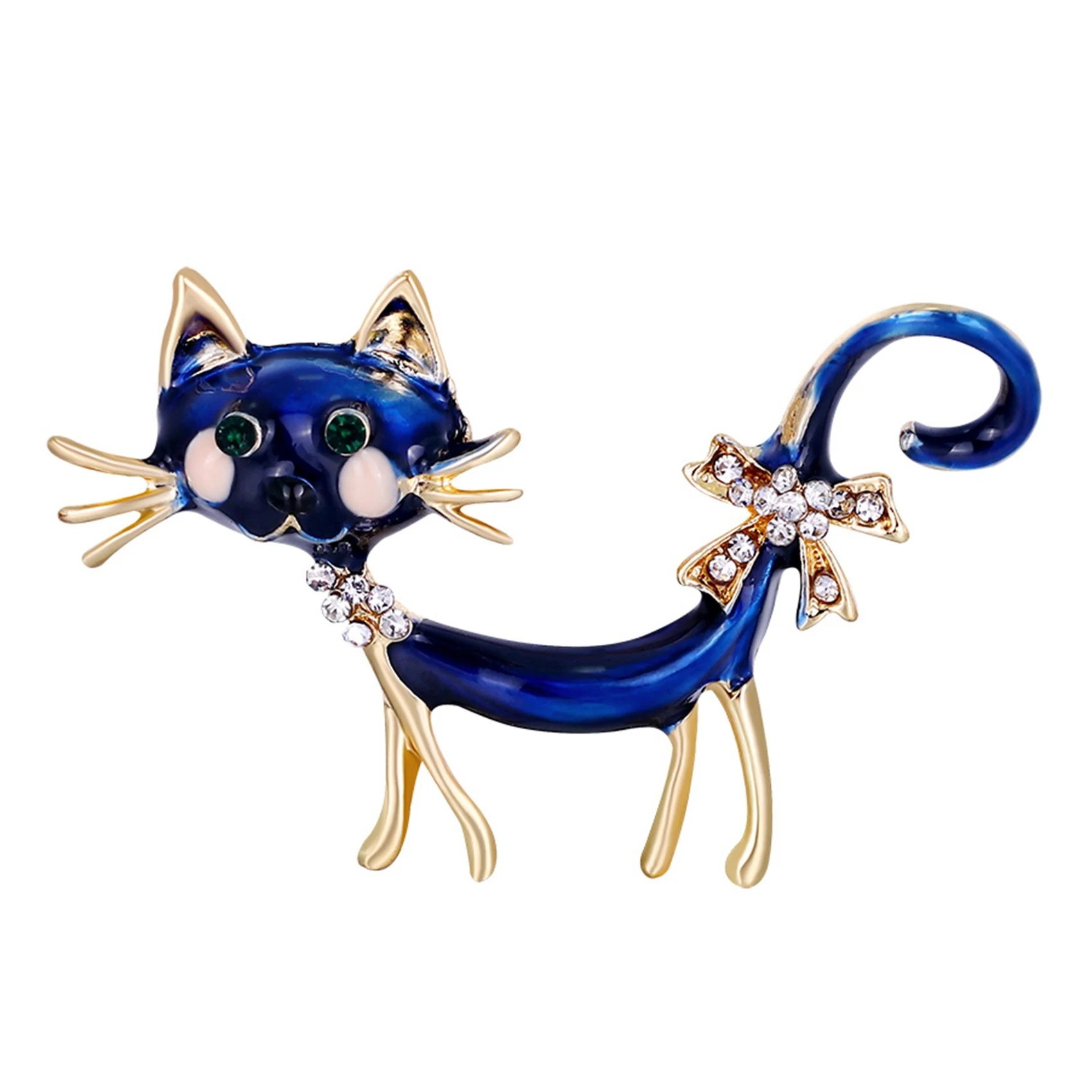 

Funny Cute Enamel Paint Cat Brooches Unisex Women and Men Animal Bow Rhinestone Brooch Pin Design Fashion Chic Jewelry