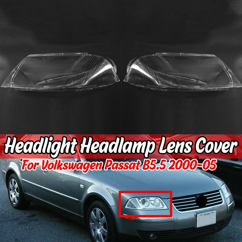 

Side for Passat B5.5 2000-2005 Car Headlight Lens Cover Head Light Lamp Lampshade Front Light Shell Cover