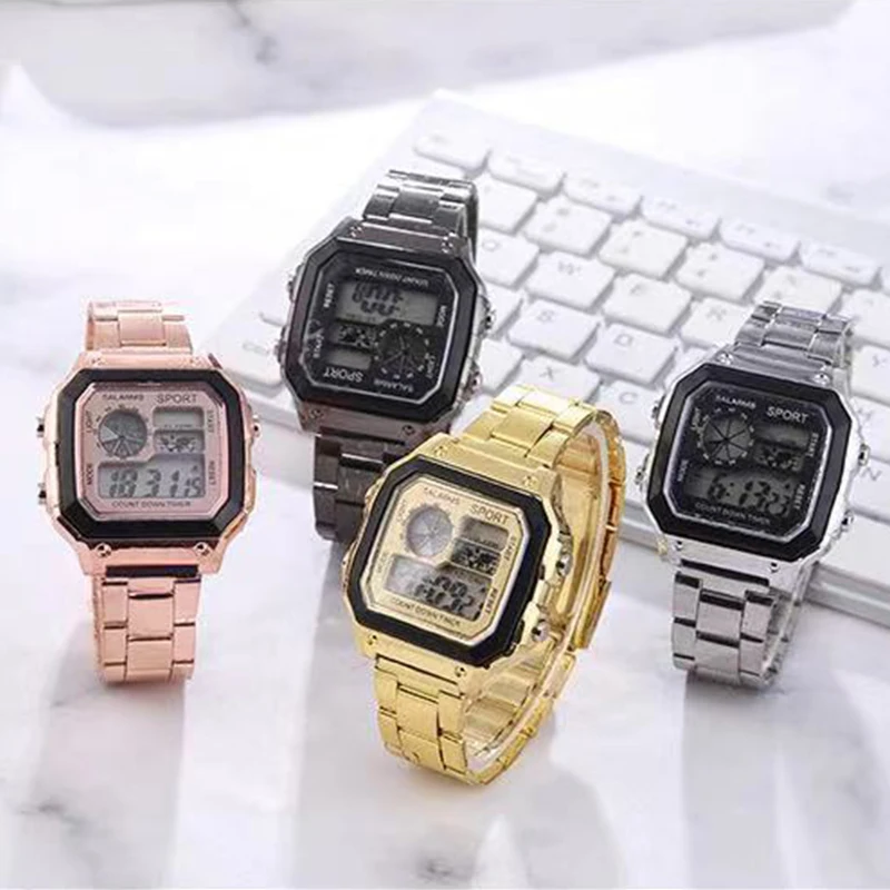 

Роскошные часы с ремешком F91W, водонепроницаемые, в стиле ретро, цифровые, светодиодные, яркие, холодные, светильник, спортивные часы, мужские и женские электронные наручные часы