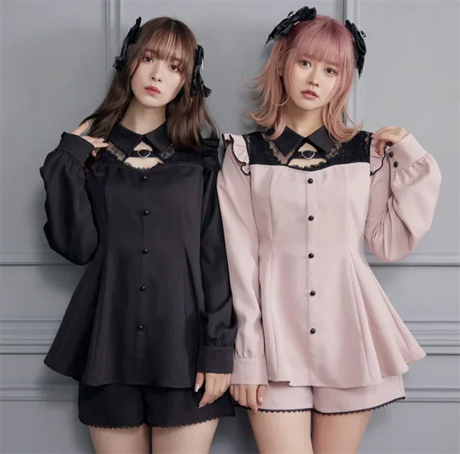 Новинка рубашка в японском стиле наряд темпераментная кружевная Вышивка Блузка