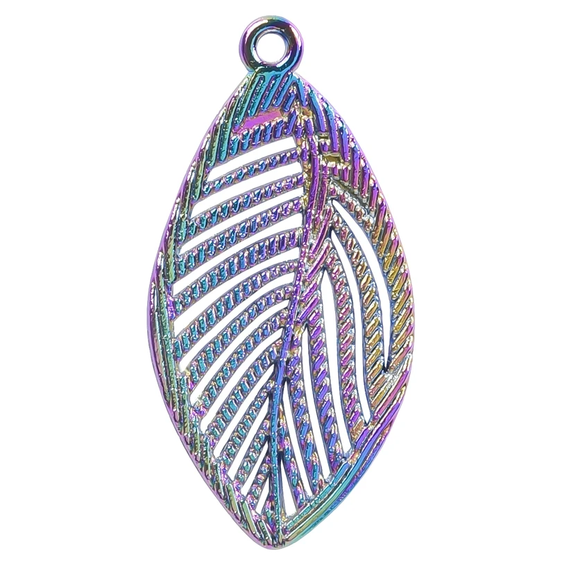 

10PCS Classic Teardrop Leaves Charm Pendant Accessory Rainbow Color Jewelry Making For Gift Necklace Earring Keychain Bulk