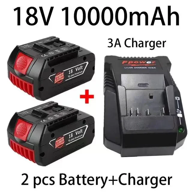 

bosch Batterie Lithium-ion 18V 10ah Rechargeable Pour Perceuse électrique Boshi BAT609 BAT609G BAT618 BAT618G BAT614+1 Charger